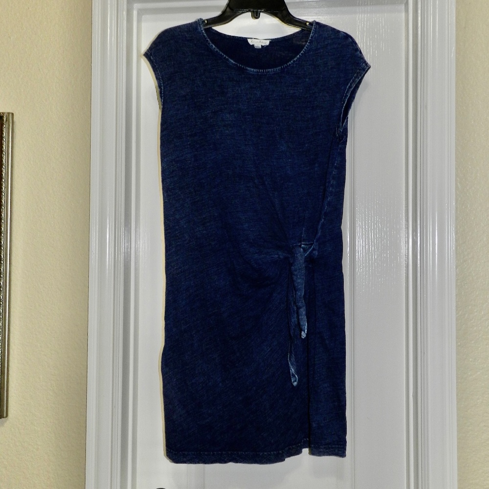Janie and Delaney Knit T Shirt Dress denim Look Side Knot